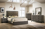 Contemporary 1pc Queen Size Bed Bedroom Furniture Upholstered Headboard Rubberwood 1pc Bedframe Gray B011P236803