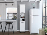 Hobart Pantry, Four Legs, Three Interior Shelves, Two Shelves, Two Cabinets -White B20091871