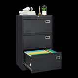 ZNTS Filing Cabinet Lateral File Cabinet 3 Drawer, Blcak Locking Metal File Cabinets Three Drawer, Office W1247118742