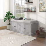 Storage Bench with 4 Doors and Adjustable Shelves, Shoe Bench with Removable Cushion for Living 19070273