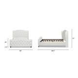 Fontana Wingback Upholstered Platform Bed Frame, Queen, Antique White Polyester B2719P245938
