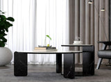 Set of 2 Round Nesting Coffee Table for Small Place, living room end table with white sintered stone W2899P405896