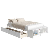 ZNTS Full Size Bed with Storage Case, 2 Storage drawers, Lengthwise Support Slat,White 13087519