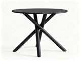 Modern Round Side Table with Crossed Metal Legs, 23.6" Small Accent End Table with Adjustable Feet, 07743307