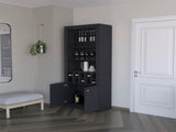Black Bar Cabinet with Wine Storage and Three Shelves B062P193657