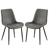 Dark Grey Leathaire Dining Chairs Set of 2,Mid-Century Modern Leathaire Chairs Kitchen Living Room W1164P225826