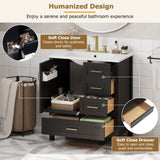 30" Black Bathroom Vanity with Sink Combination Set, Bathroom Storage Cabinet with Soft Close Door, N729P177787B