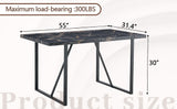 Industrial rectangular MDF black dining table for 4-6 people with 1.5 inch thick MDF top and black W1151P185154