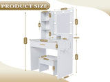 Vanity Table with Mirror & Adjustable LED Lights, Power Outlet, Hairdryer Holder & Stool Compact 21161864
