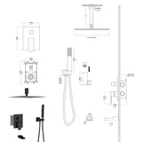 Shower System with Waterfall Tub Spout,12 Inch Ceiling Mount Square Shower System with Rough-in W124381951