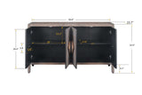 Carved Flower Door Handle, Antique Four Door Cabinet for Living Room Kitchen Hallway W1445P146388