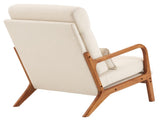 High Back Solid Wood Armrest Backrest Iron Frame Linen Indoor Leisure 23435741
