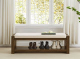40" Accent Bench with Lower Shelf Shoe Rack, Padded Seating Bench for Living Room, Modern Compact W2186P292094