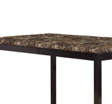 Simple Style Table 1pc Brown Faux Marble Table Top Black Metal Finish Frame Transitional B01152299