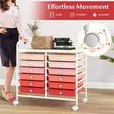 12-Drawer Rolling Storage Cart - 2-Row 10-Storey, Multicolor Drawers, 4 Wheels , White 15819213