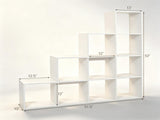 White Stepped 10-Cube Open Bookshelf 4-Tier Engineered Wood Storage Display Rack with Anti-Tipping 21730889