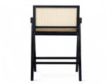 27'', Modern Minimalist Bar Stool with Cane Seat, Solid Wood Frame N780P237929B