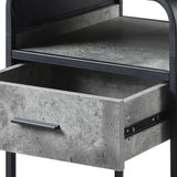 Concrete Grey and Black 1-drawer End Table B062P185653