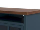 74 inch Fireplace TV Stand Console for TVs up to 85 inches, Minimal Assembly, Blue Denim and Whiskey B108P160234