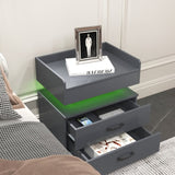 1 Set Nightstand with Adjustable LED Strip Light, 2-drawers, Large Storage Space, Suitable for W368P239007