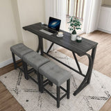 Bar Table Set with Power Outlet, Bar Table and Chairs Set, 4 Piece Dining Table Set, Industrial W487P333506