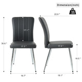 Modern Charcoal PU dining chair, cloth upholstered chair, electroplated metal chair legs, suitable W210P224293