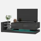TV Console with Storage Cabinets, Full RGB Color 31 Modes Changing Lights Remote RGB LED TV Stand, W1701105064