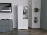 Riner Multistotage 67" H with 5-tier storage shelves and 2 doors, White B097P199734