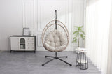 Outdoor egg-shaped hanging chair with stand, patio wicker swing egg-shaped indoor rocking W2500P288868