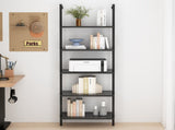 5-Layer Wall-Mounted Density Board Iron Frame Display Rack 23.62*11.81*70.87in Black Walnut Wood 13415907