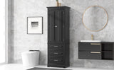 ZNTS Tall Storage Cabinet with Three Drawers for Bathroom/Office, Black WF299282AAB