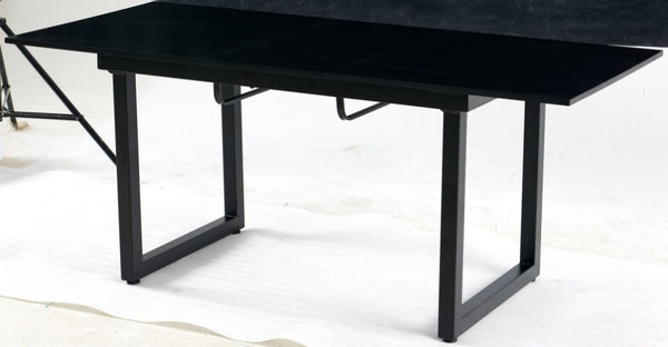 Collapse Metal Table black color,Square Extendable Dining Table with metal leg,Modern Space ...