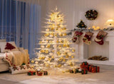 6FT Pre-lit Aspen Fir Artificial Christmas Tree, Hinged Xmas Tree with 600 Warm White LED Lights & N704P526146A