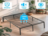 Queen Metal Platform Bed Frame 14-Inch Black Steel Slat Support 26613833