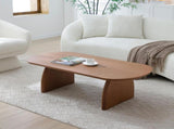 47.24" Oval Coffee Table with Solid Wood Veneered, Mid Century Modern Wooden Coffee Table, Walnut W2664P346449