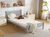 Twin Single-Layer Wooden Bed Vertical Decorative Strips Curved Headboard and Footboard Bed Frame 19973764