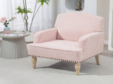 Modern Accent Chair with Retro Wooden Legs & Nailhead Trim, Small Fabric Club Chair, Comfy W3042P262916