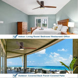 52 Inch Flush Mount Ceiling Fan with LED Light and Remote Control Solid Wood Blades 85783456