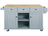 Kitchen Cart with Rubber wood Drop-Leaf Countertop ,Cabinet door internal storage racks,Kitchen 24138755