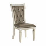 Glamorous Style Side Chairs 2pc Set Acrylic Crystal Tufted Back Upholstered Seat Champagne Finish B01177638