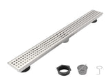 24 Inch Linear Shower Drain with Removable Square Patterned Grate, 304 Stainless Steel with Hair 65920613