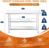Stainless Steel Table for Prep & Work 24" X 60" inches with 2 Adjustable Shelf, Commercial W1192P301431