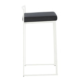 Fuji Contemporary Stackable Counter Stool in White with Black Velvet Cushion by LumiSource - Set of B202P221935