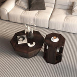 31.5 "Octagonal Black Walnut Rubber wood Set of Two Coffee Table, Coffee Table, Living Room W757P203140