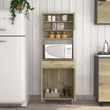 ZNTS Santa Maria 1-Drawer 1-Shelf Area Pantry with Adjustable Metal Legs Light Oak B06280025