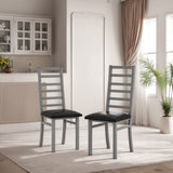Metal Dining Chairs Set of 2, Steel Legs and PU Leather Seats, High Back Armless Dining Chairs, for W757P232712