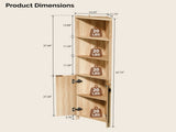 2-Door 5-Tier Slatted Bathroom Corner Cabinet 21.85"*12"*68.11" Tall Bathroom Cabinet Oak 27728023