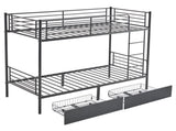 Twin Over Twin Convertible Bunk Bed with 2 Storage Drawers, Metal Bunk Bed Can 03534327
