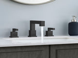 Matte Black Widespread Bathroom Faucet, Waterfall Bathroom Faucets for Sink 3 Hole, 2-Handles Modern 17348866