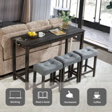4 Piece Bar Table Set with Power Outlet,Bar Table Set with Chairs,Sofa Bar Table with Stools,Behind W1998P193827